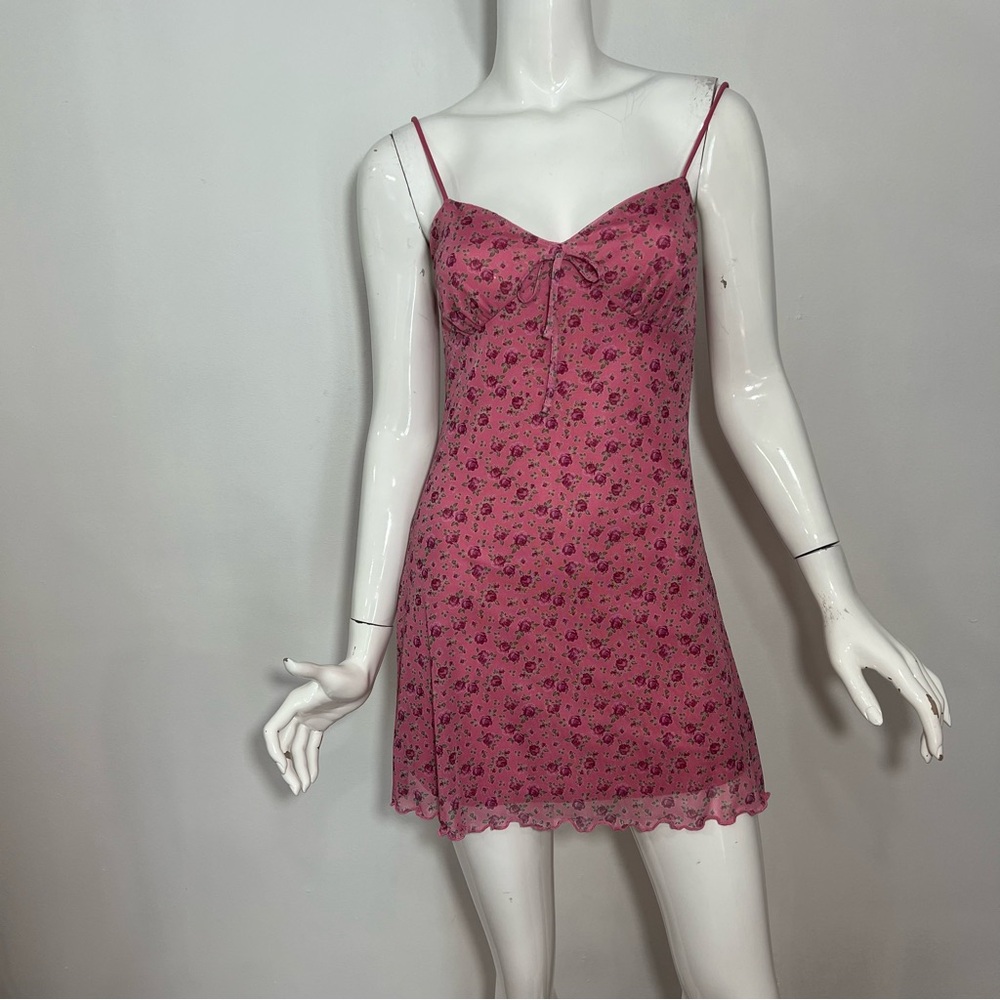 Urban Outfitters (UO) Pink floral Spaghetti Strap Mini Slip Dress --‎ S - Picture 4 of 14